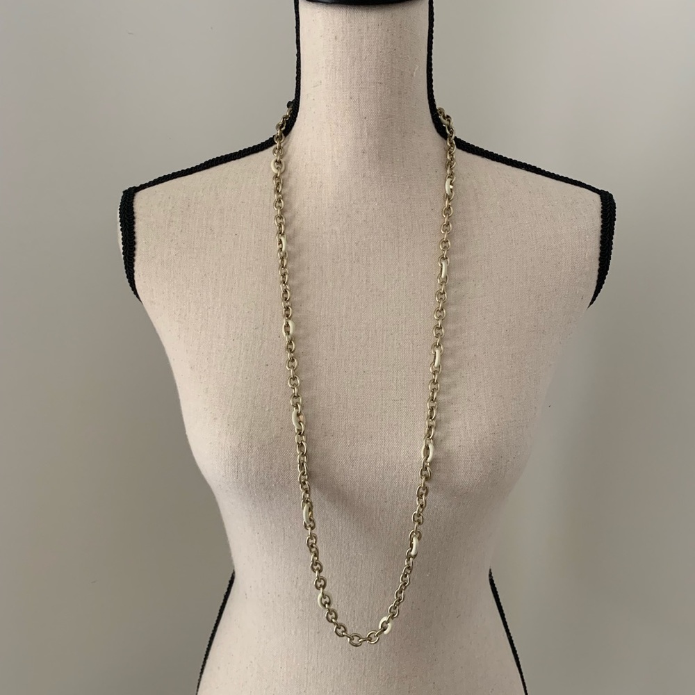 J.Crew Brass Chain w/Enamel Necklace 37” long